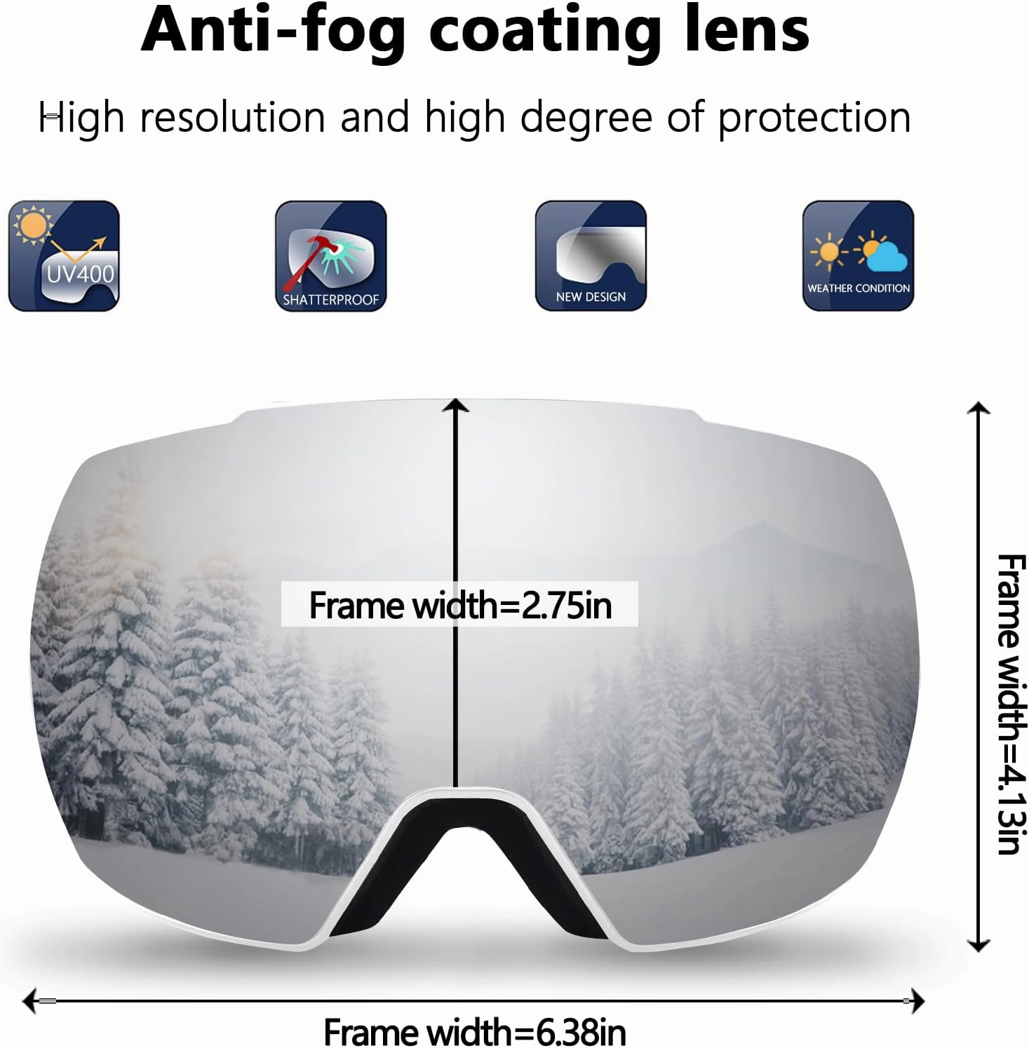 Ski Snow Goggles,OTG UV400 Protection,Anti Fog Skiing,Skating,Snowboarding,Snowboard Goggles For Men Women Youth