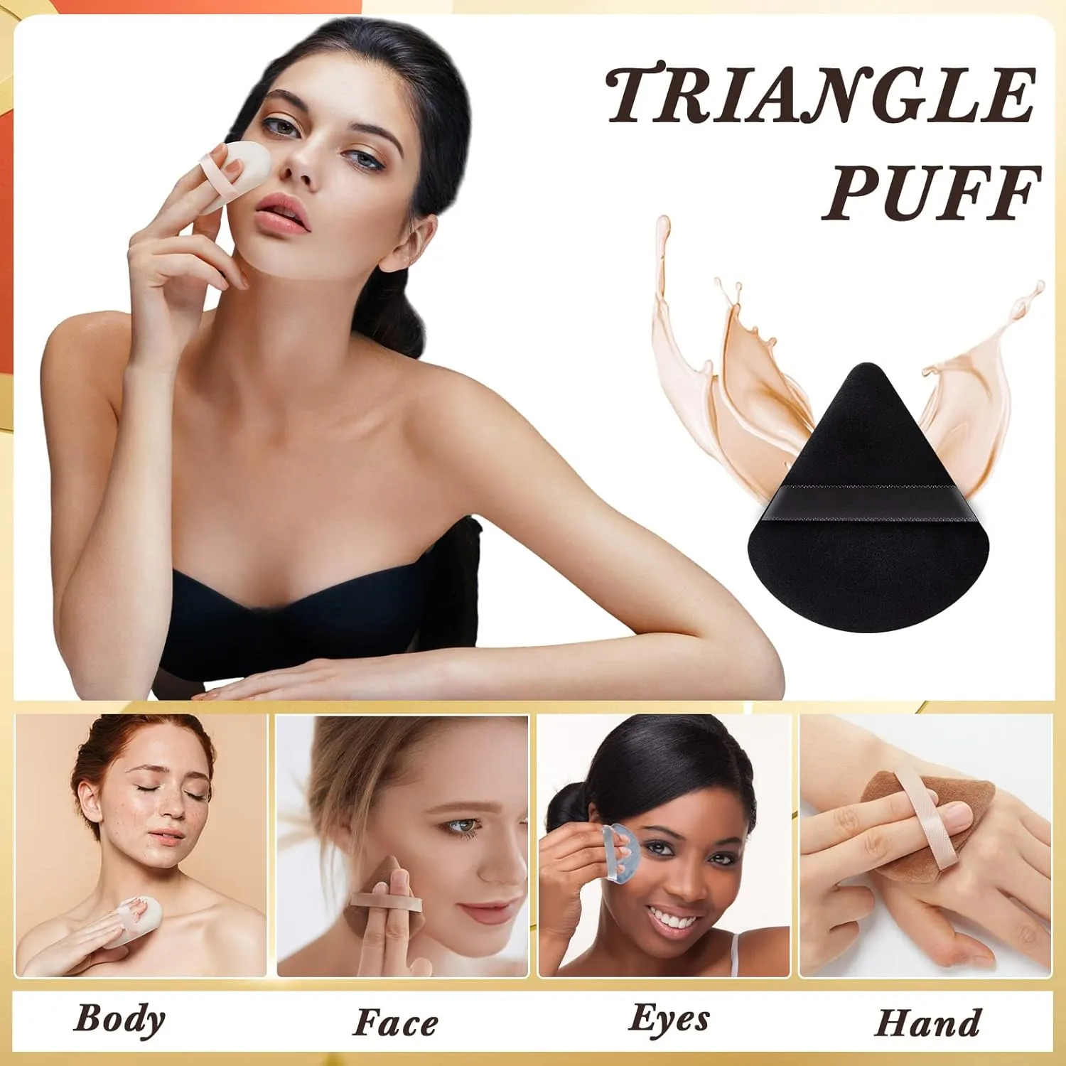 Skylety 120 Pieces Powder Puff Soft Triangle Makeup Puff Sponge Beauty Puff for Loose Powder Cosmetic Foundation Blender Dry Contouring Tools Women Thanksgiving Christmas Gift, 5 Colors (Dark Color)