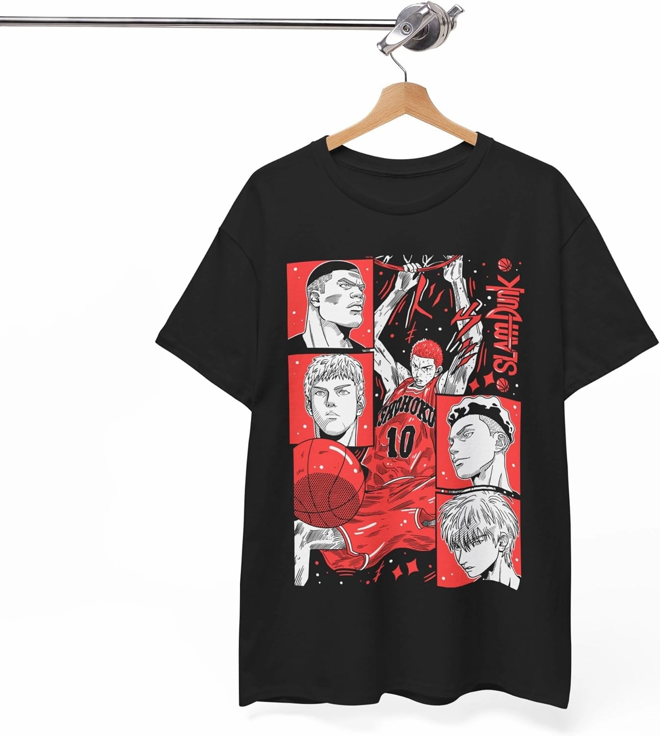 Slam Anime Dunk Hanamichi Sakuragi and Kaede Rukawa Cotton Short Sleeve T-Shirt