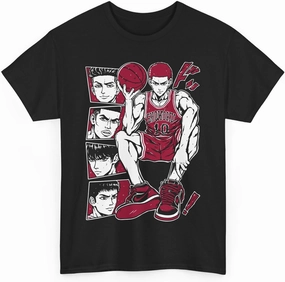 Slam Anime Dunk Hanamichi Sakuragi and Kaede Rukawa Cotton Short Sleeve T-Shirt Gift Soft Shirt Special Manga M13