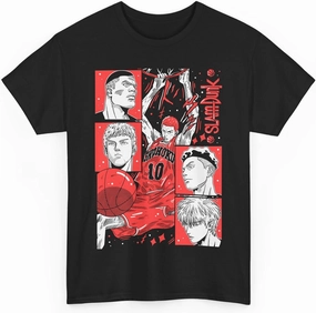 Slam Anime Dunk Hanamichi Sakuragi and Kaede Rukawa Cotton Short Sleeve T-Shirt