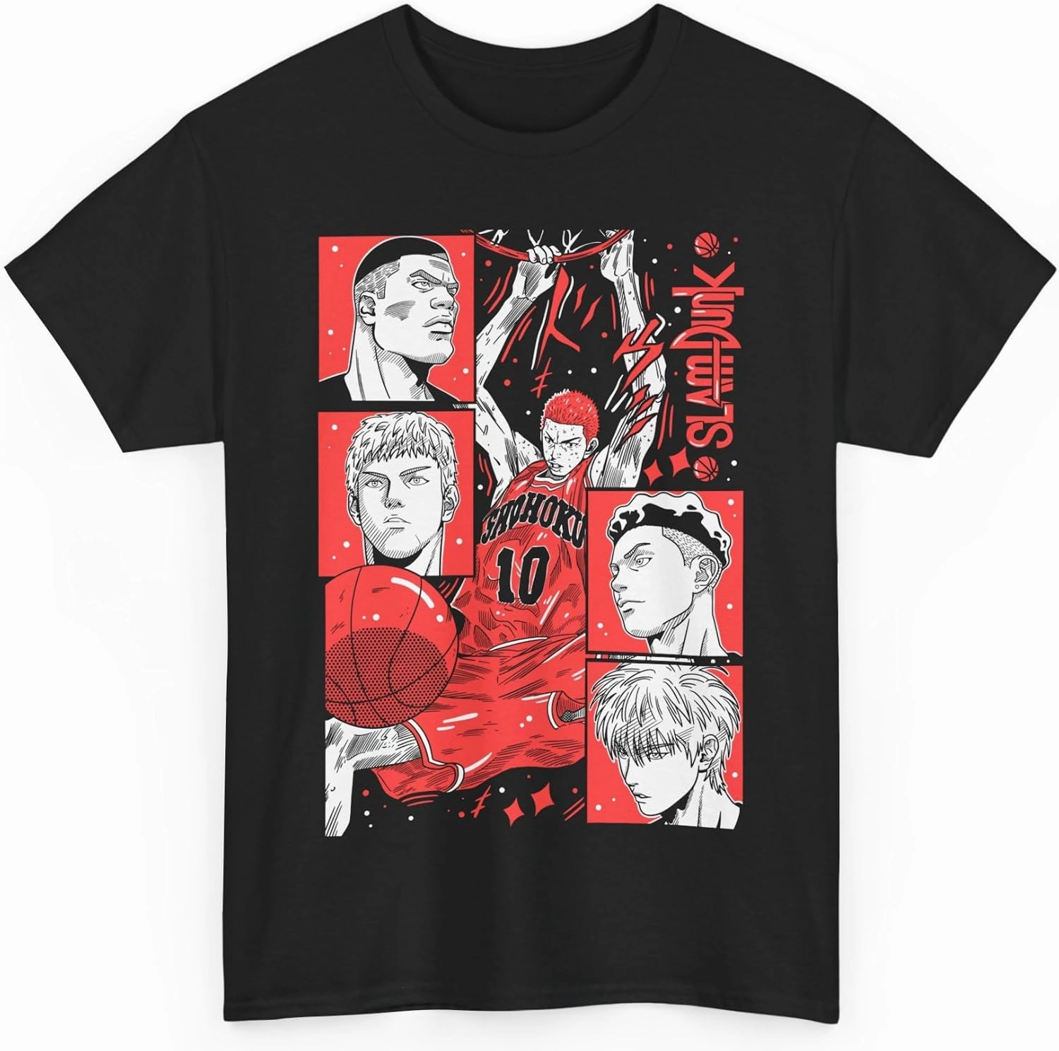 Slam Anime Dunk Hanamichi Sakuragi and Kaede Rukawa Cotton Short Sleeve T-Shirt
