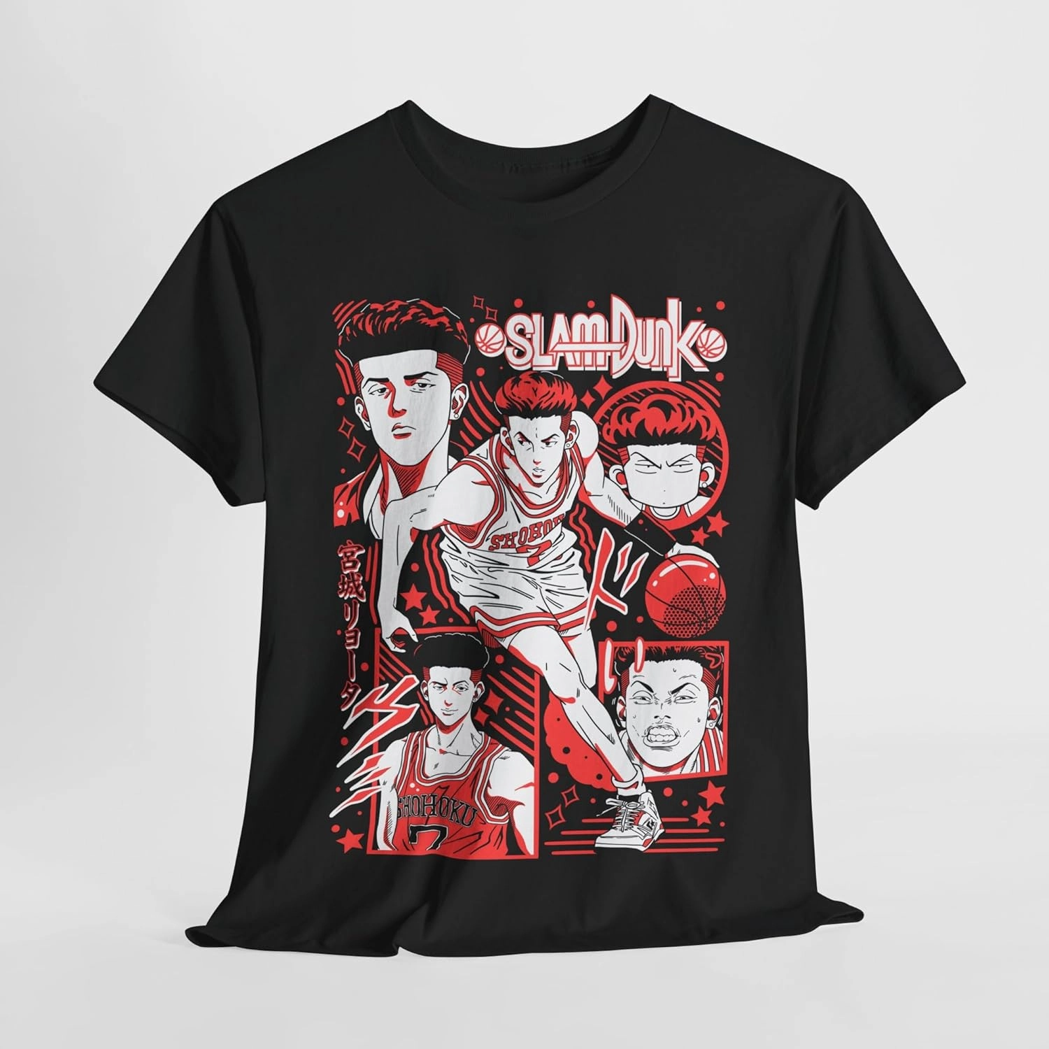 Slam Anime Dunk Ryota Miyagi Shirt, Hanamichi Sakuragi and Kaede Rukawa Cotton Short Sleeve T-Shirt