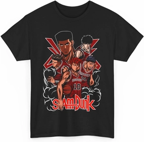 Slam Anime Dunk T-Shirt, Hanamichi Sakuragi and Kaede Rukawa Cotton Short Sleeve T-Shirt M-89