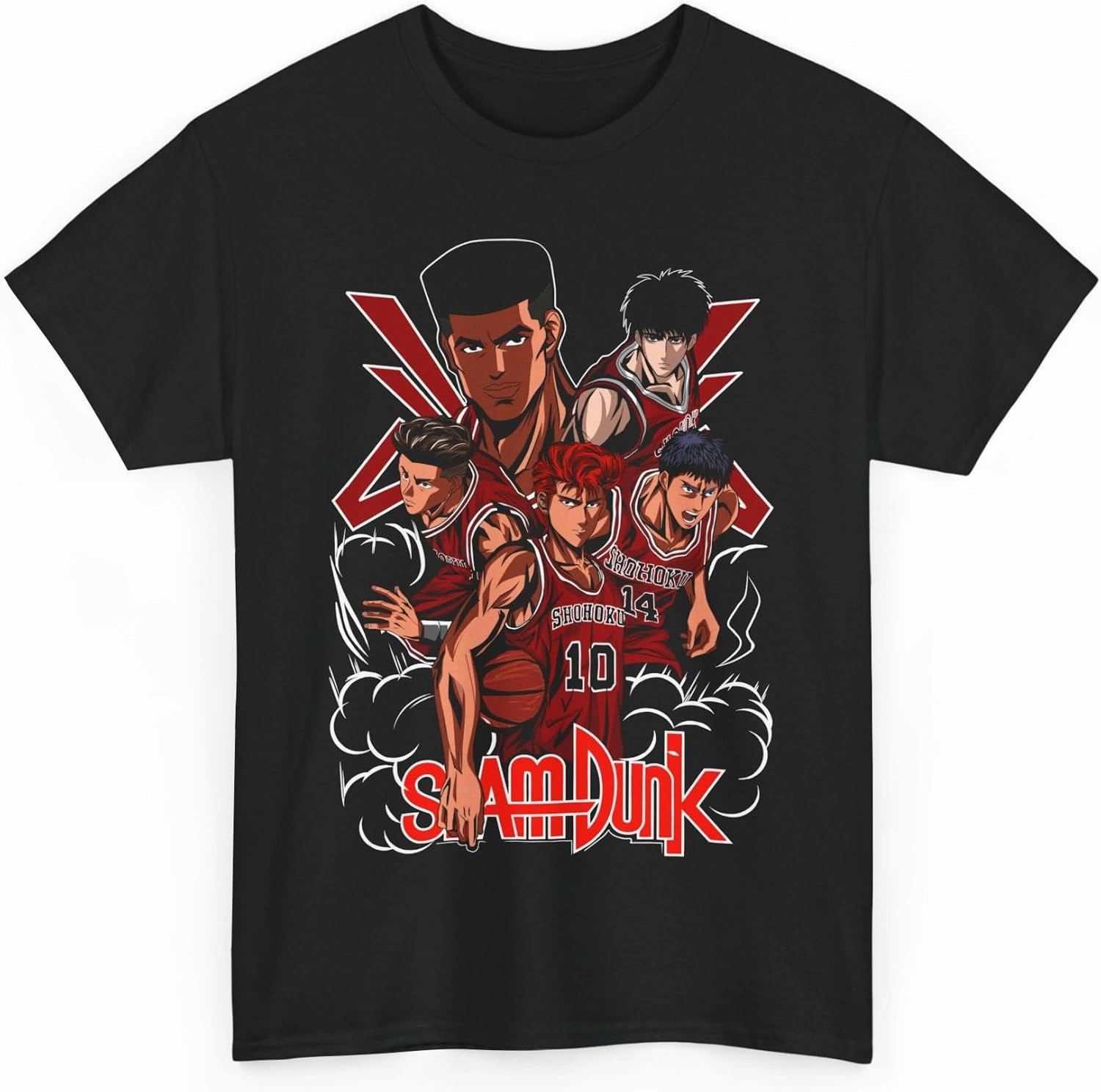 Slam Anime Dunk T-Shirt, Hanamichi Sakuragi and Kaede Rukawa Cotton Short Sleeve T-Shirt M-89