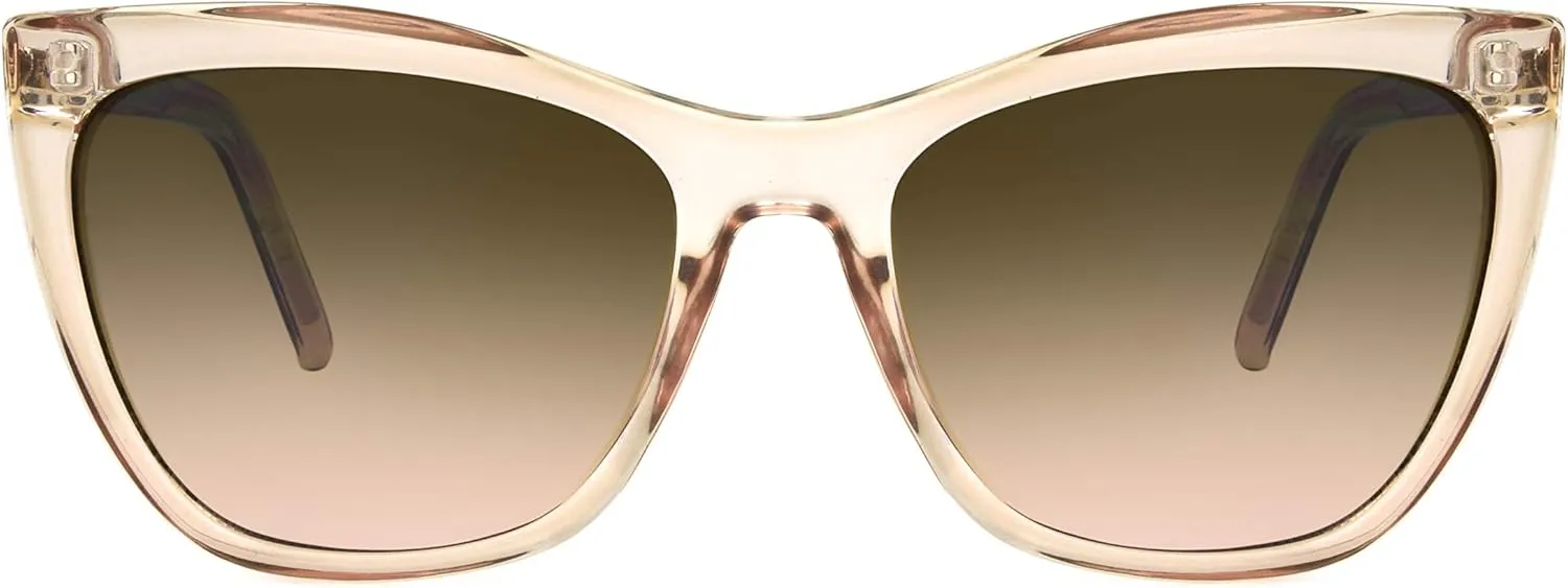 Sofia Vergara x Foster Grant Women's Sofia Sunglasses Cat Eye, Crystal Clear and Black, 55 mm