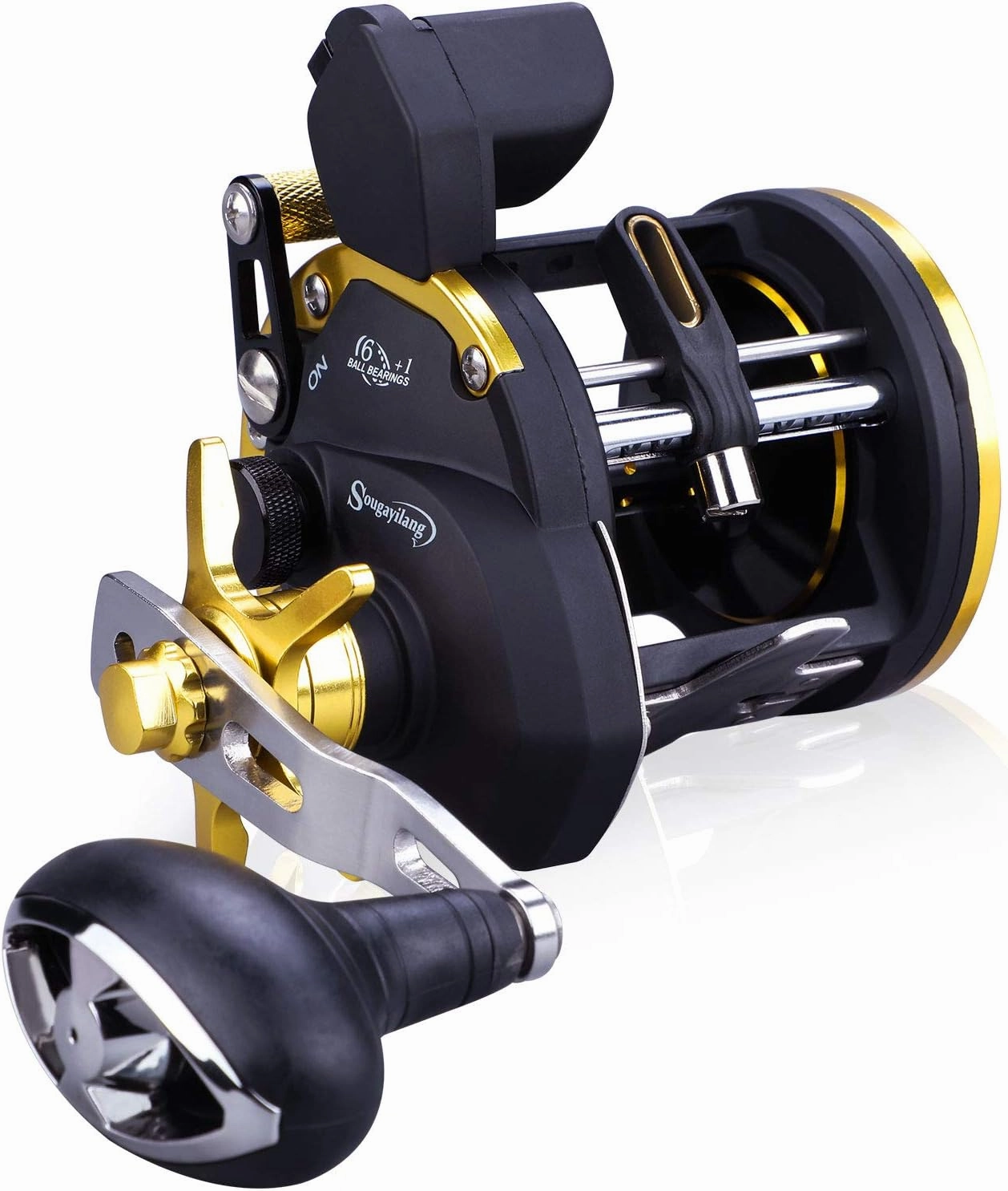 Sougayilang Line Counter Fishing Reel Conventional Level Wind Trolling Reel