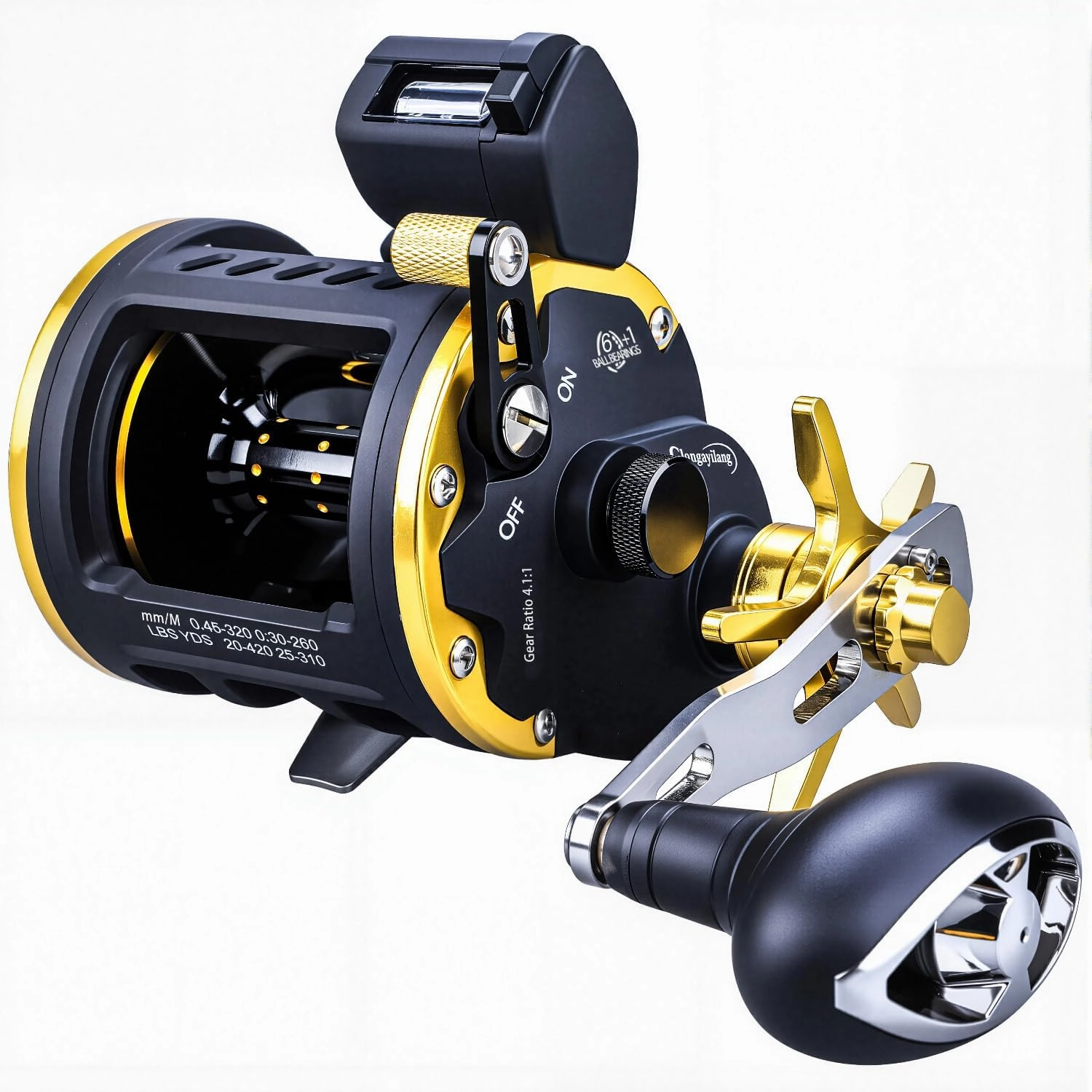 Sougayilang Line Counter Fishing Reel Conventional Level Wind Trolling Reel