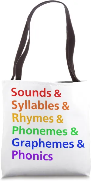 Sounds & Syllables Rhymes Phonemes Graphemes Phonics Grammar Tote Bag
