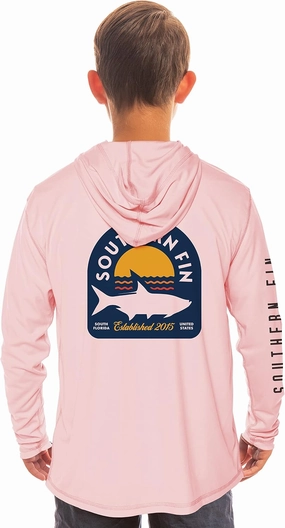 Southern Fin Apparel Kids Fishing Hoodie Shirt Long Sleeve UV UPF SPF Sun Protection Youth Boys Girls
