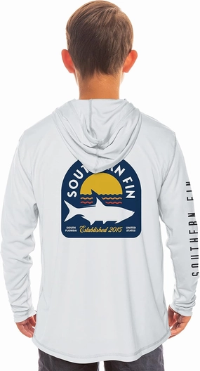 Southern Fin Apparel Kids Fishing Hoodie Shirt Long Sleeve UV UPF SPF Sun Protection Youth Boys Girls