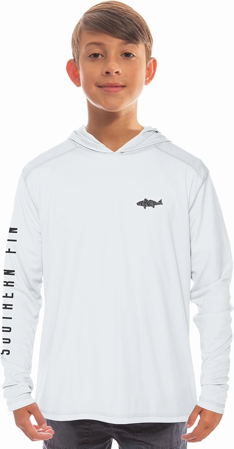 Southern Fin Apparel Kids Fishing Hoodie Shirt Long Sleeve UV UPF SPF Sun Protection Youth Boys Girls