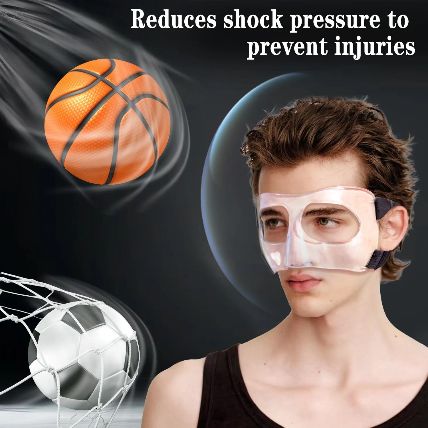 Sports Face Guard, Nose Guard for Broken Nose, Basketball Football Softball Training Face Shield Masks with Foam Padding for Men and Women