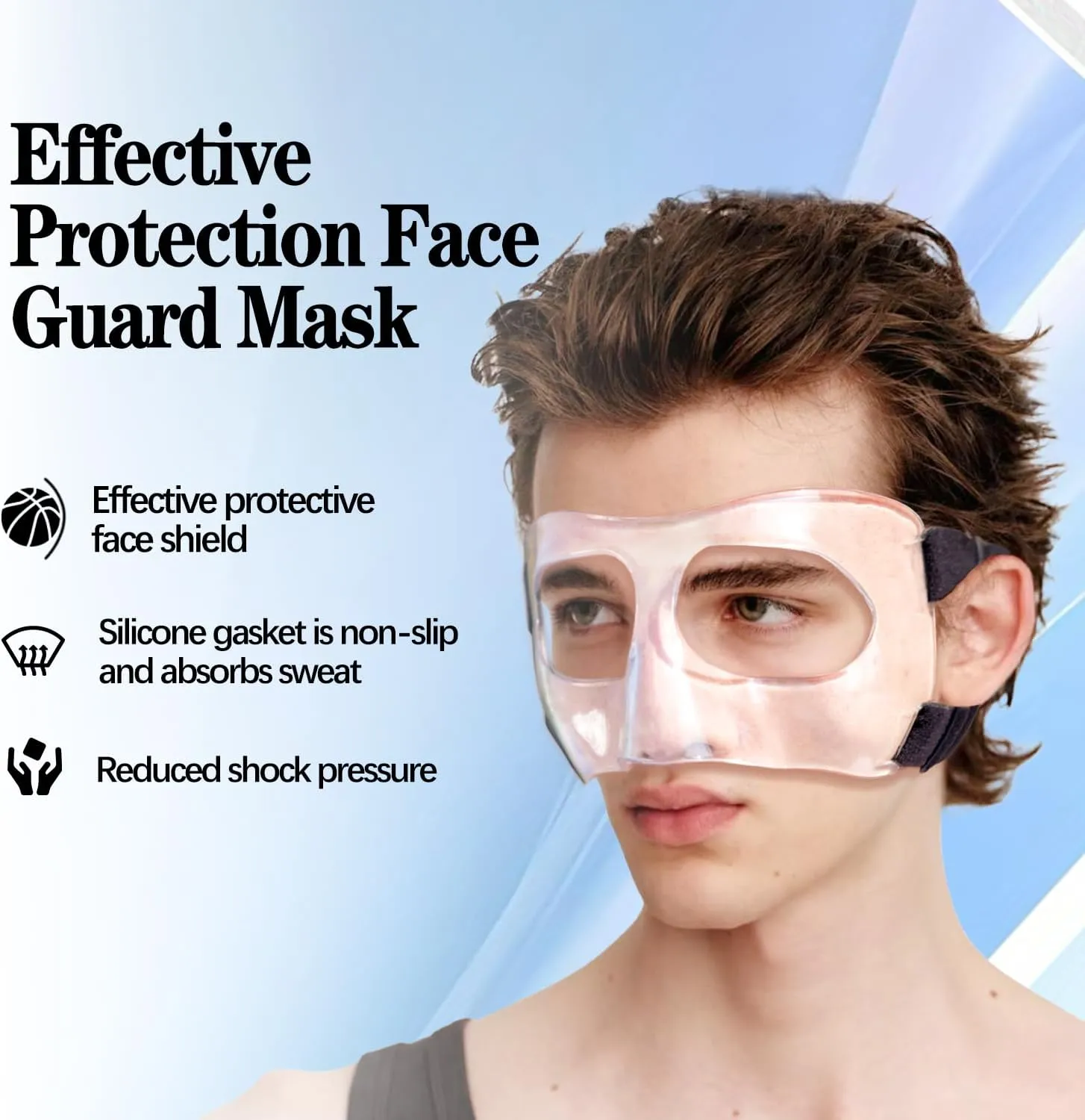 Sports Face Guard, Nose Guard for Broken Nose, Basketball Football Softball Training Face Shield Masks with Foam Padding for Men and Women