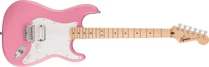 Squire Sonic Stratocaster HT H Electric Guitar, Flash Pink, Maple Fingerboard, White Pickguard
