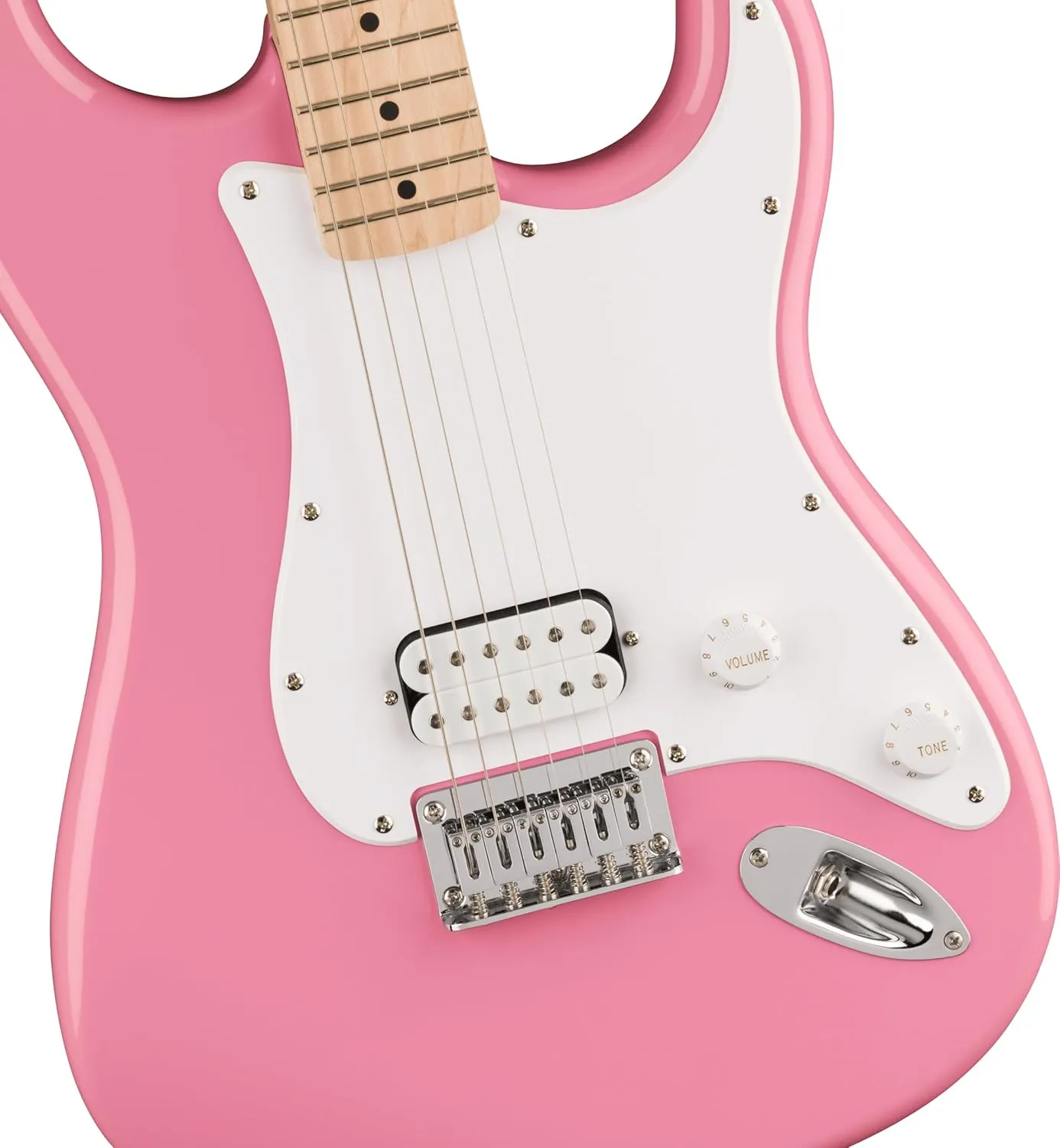Squire Sonic Stratocaster HT H Electric Guitar, Flash Pink, Maple Fingerboard, White Pickguard