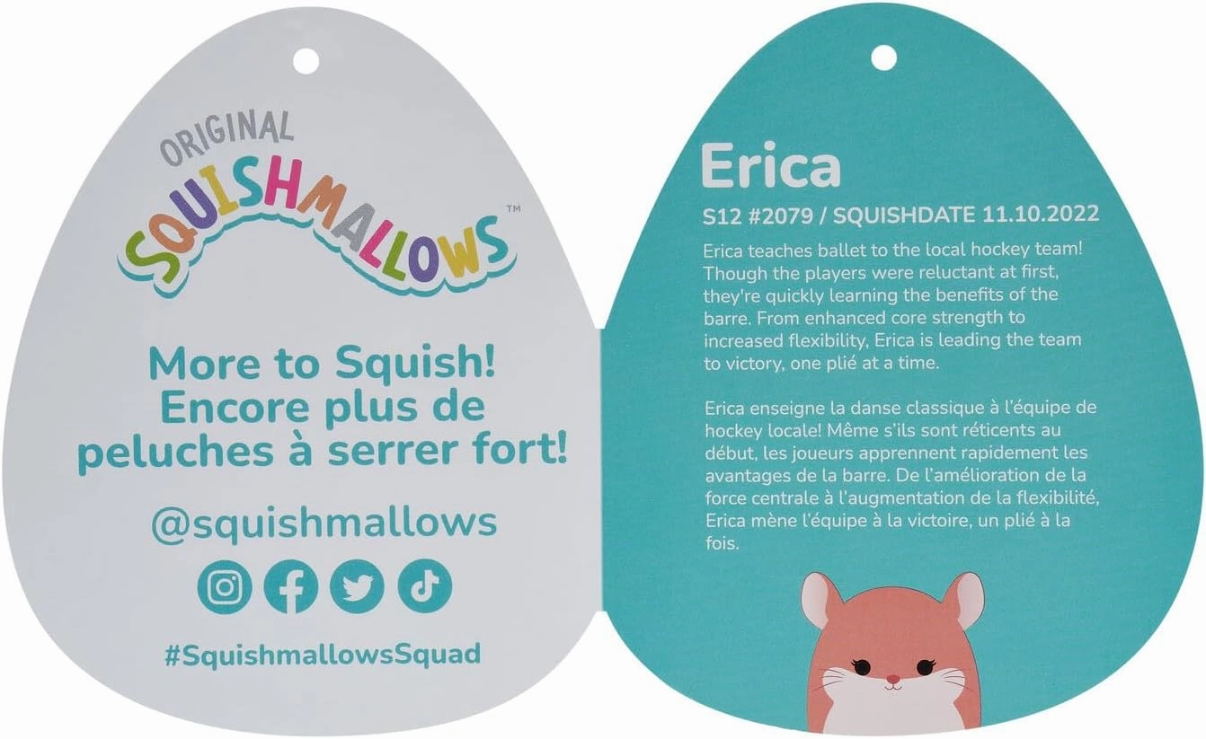 Squishmallows Original 14-Inch Erica Peach Chinchilla - Large Ultrasoft Official Jazwares Plush