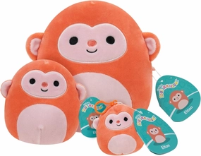 Squishmallows Original Elton Peach Monkey 3-Pack: 8-Inch, 5-Inch & 3.5-Inch Clip-On Plush - Little Ultrasoft Official Jazwares Plush