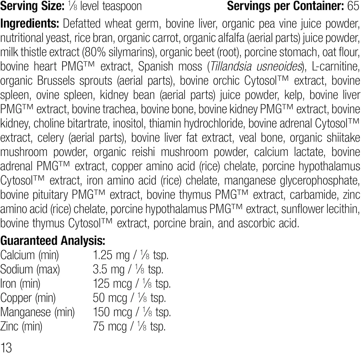 Standard Process Inc. Canine Whole Body Support - Multisystem Support Supplement for Canines - Nutritional Powder for Daily Health Maintenance - Multisystem Supplement Formula - 25 g