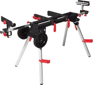 Steelman Contractor Miter Saw Mobile Workstation, Universal Mount, Steel Construction, Portable Folding Legs, Adjustable Width, Supports 500 lbs.
