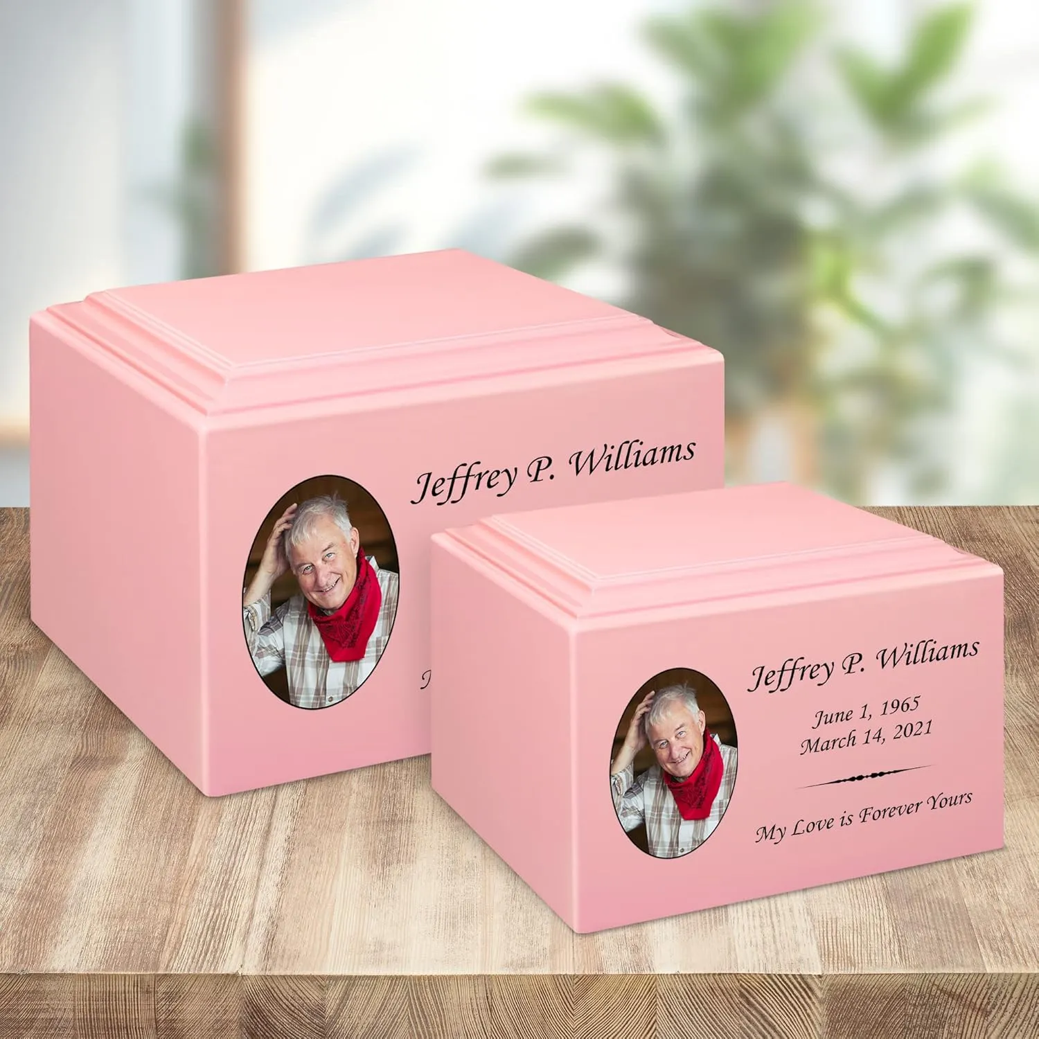 Stonewood Large Engraved Custom Photo Cremation Urn for Human Ashes - Composite Wood Cremation Urn for Adult Ashes - 280 Cubic Inch Capacity -Personalization Included
