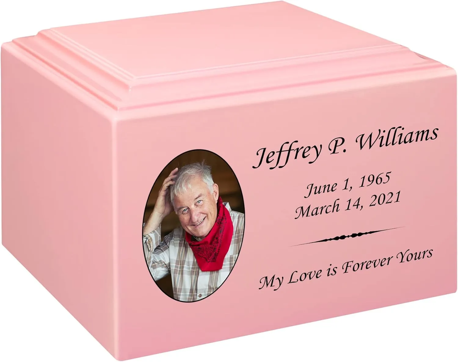 Stonewood Large Engraved Custom Photo Cremation Urn for Human Ashes - Composite Wood Cremation Urn for Adult Ashes - 280 Cubic Inch Capacity -Personalization Included