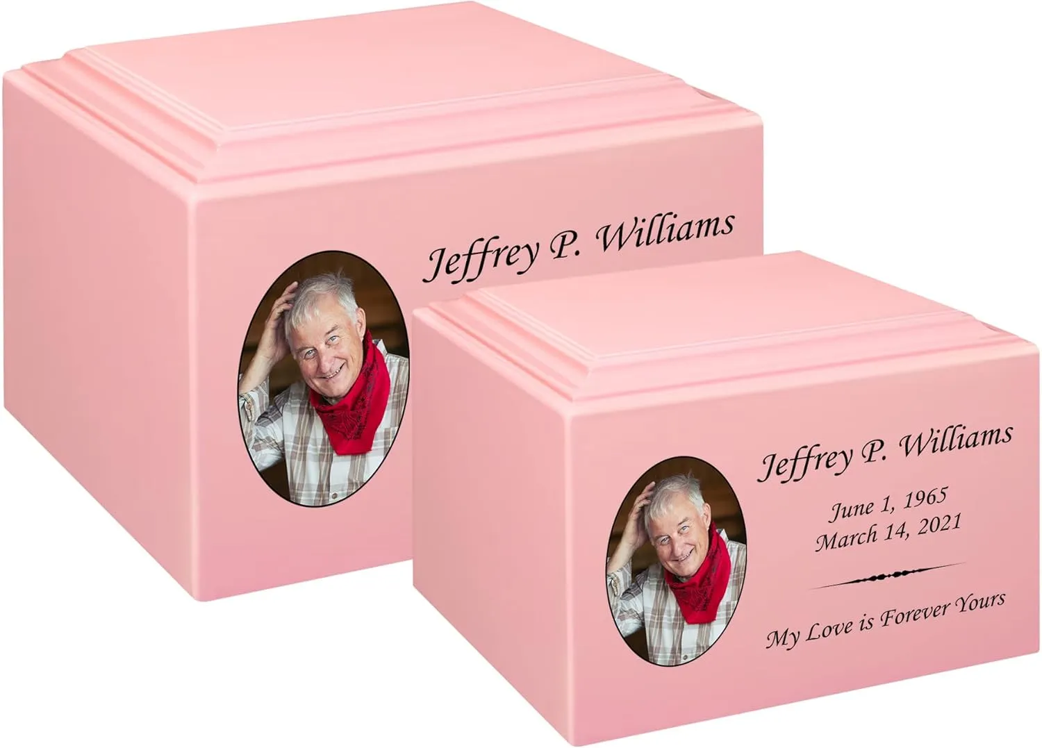 Stonewood Large Engraved Custom Photo Cremation Urn for Human Ashes - Composite Wood Cremation Urn for Adult Ashes - 280 Cubic Inch Capacity -Personalization Included