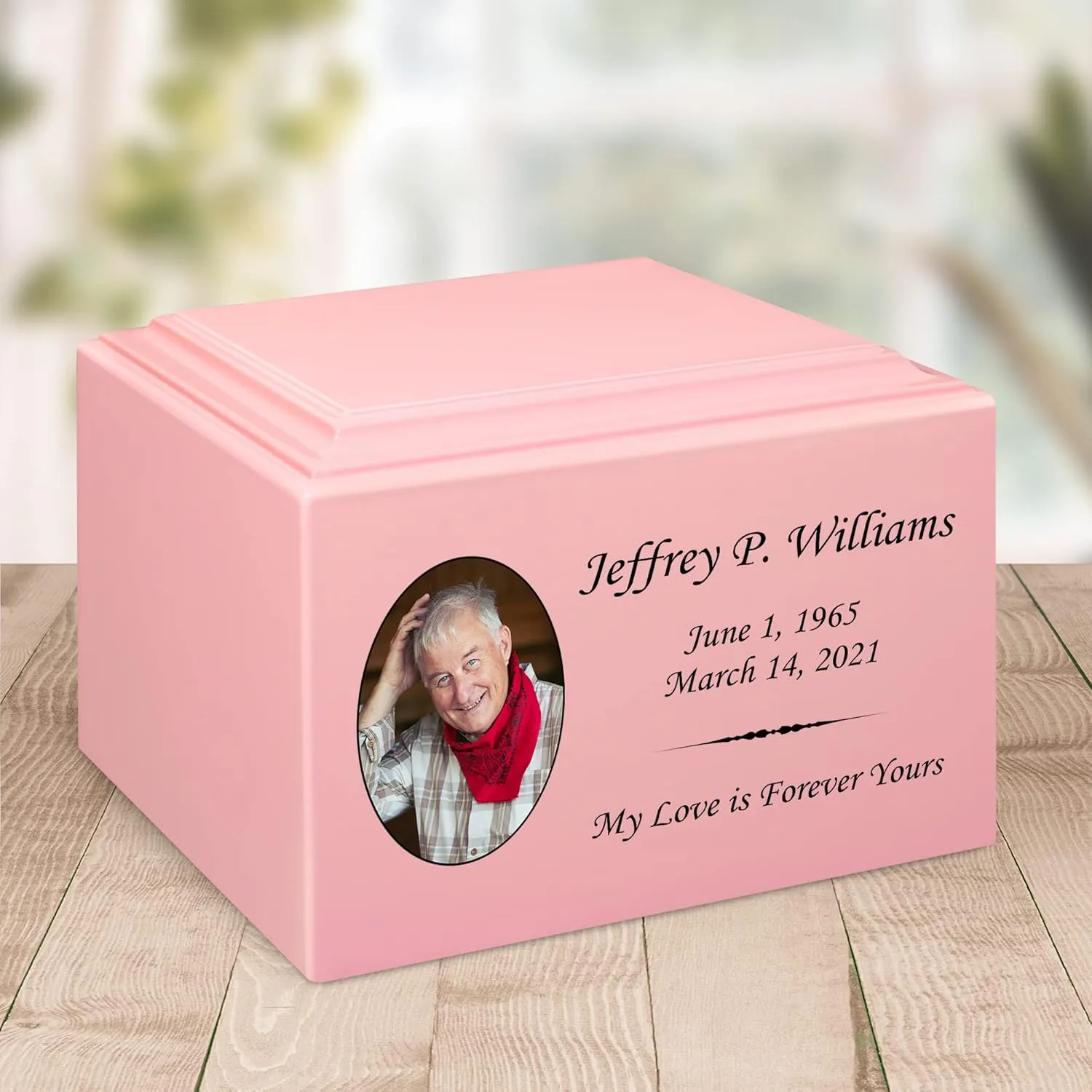 Stonewood Large Engraved Custom Photo Cremation Urn for Human Ashes - Composite Wood Cremation Urn for Adult Ashes - 280 Cubic Inch Capacity -Personalization Included