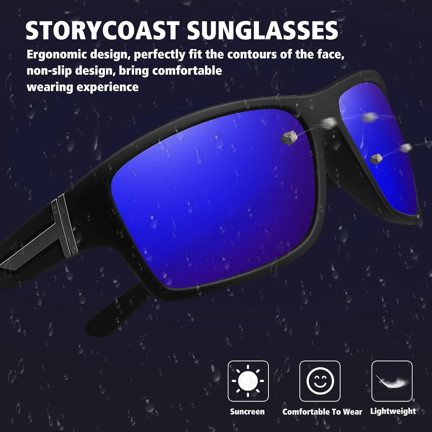 STORYCOAST Polarized Sports Sunglasses for Men Women Unbreakable Frame Cycling Fishing Driving