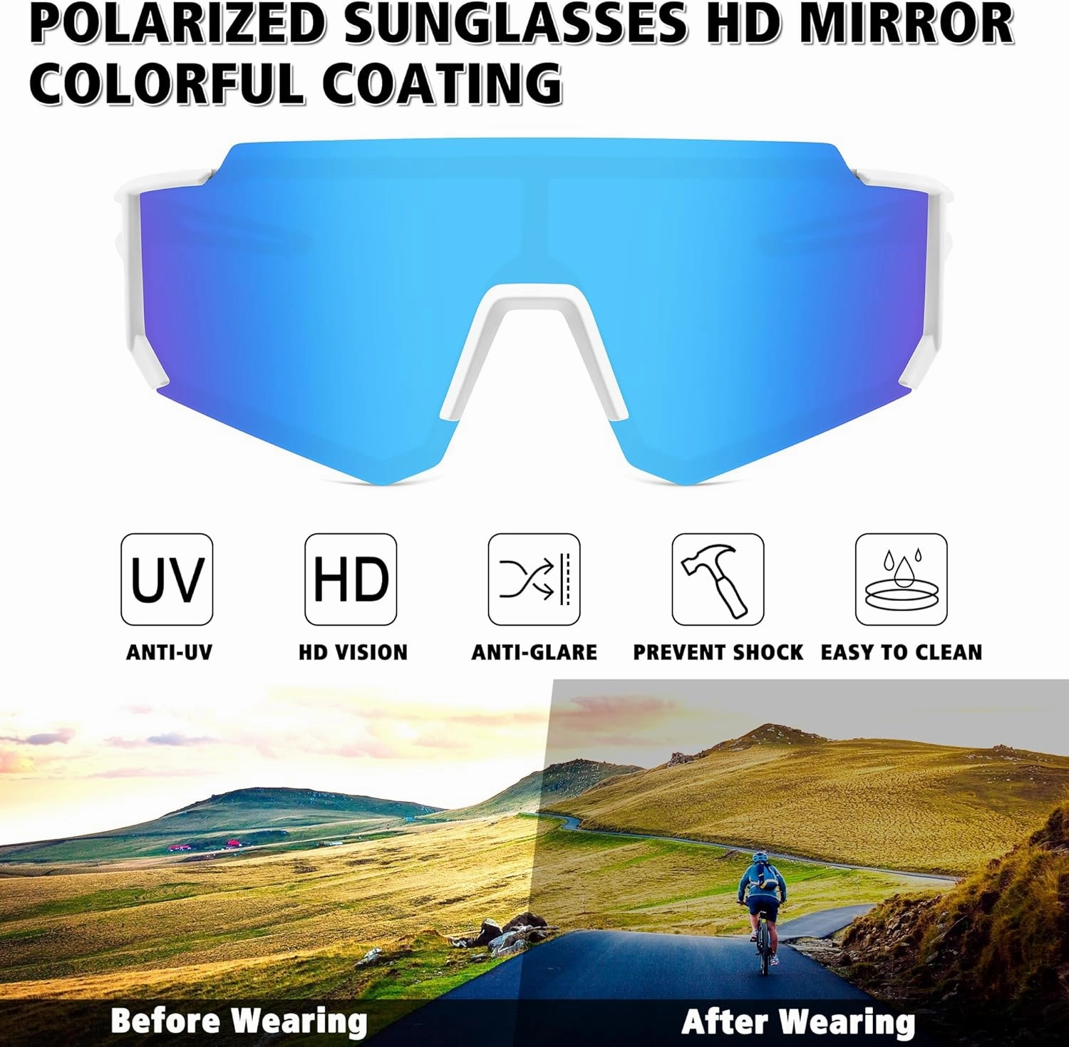 STORYCOAST Polarized Sports Sunglasses for Men Women,Driving Fishing Cycling Mountain Bike Sunglasses UV400 Protection