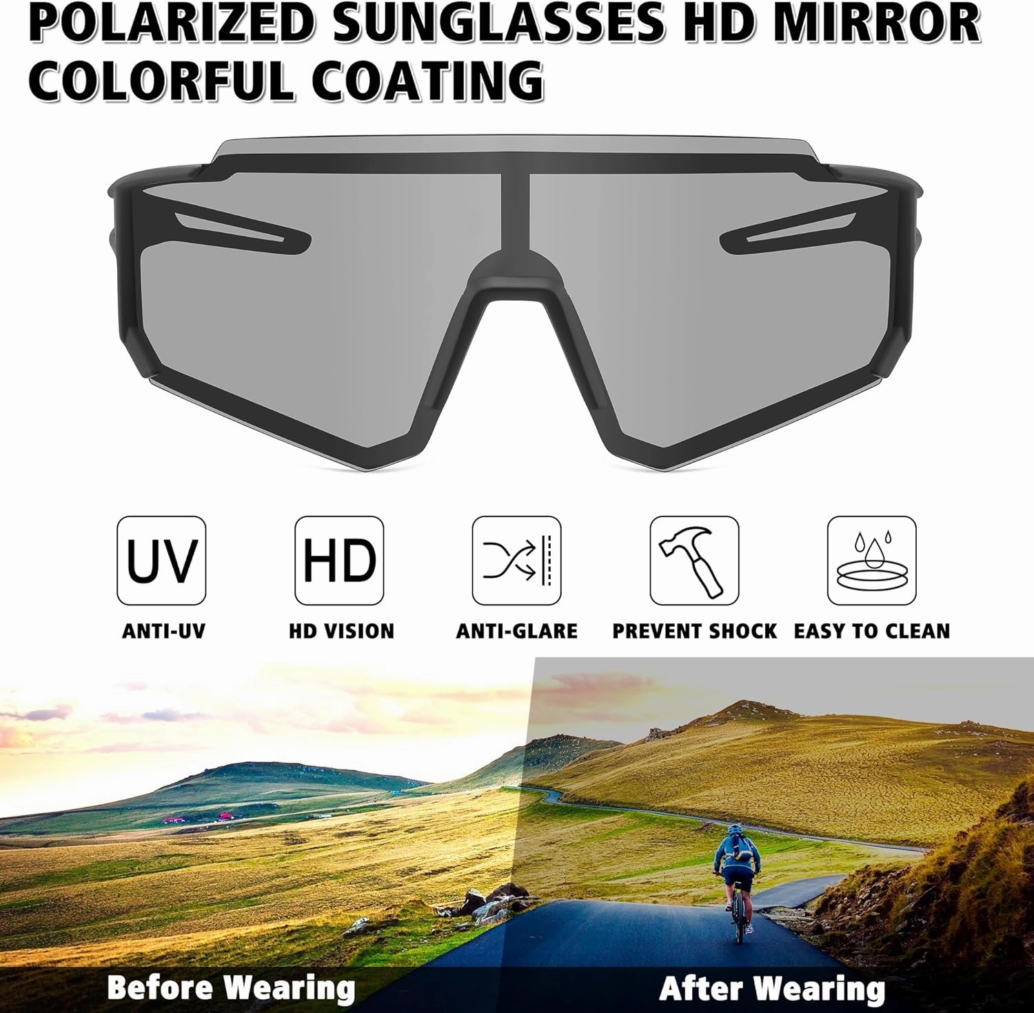 STORYCOAST Polarized Sports Sunglasses for Men Women,Driving Fishing Cycling Mountain Bike Sunglasses UV400 Protection