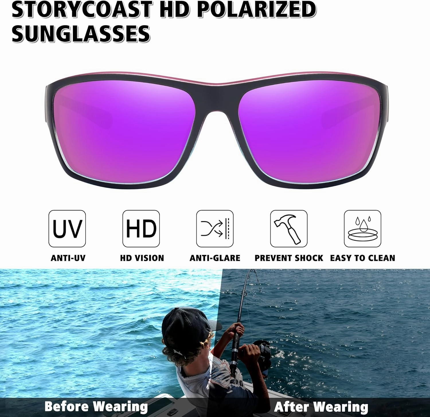 STORYCOAST Polarized Sports Sunglasses for Men Women Unbreakable Frame Cycling Fishing Driving