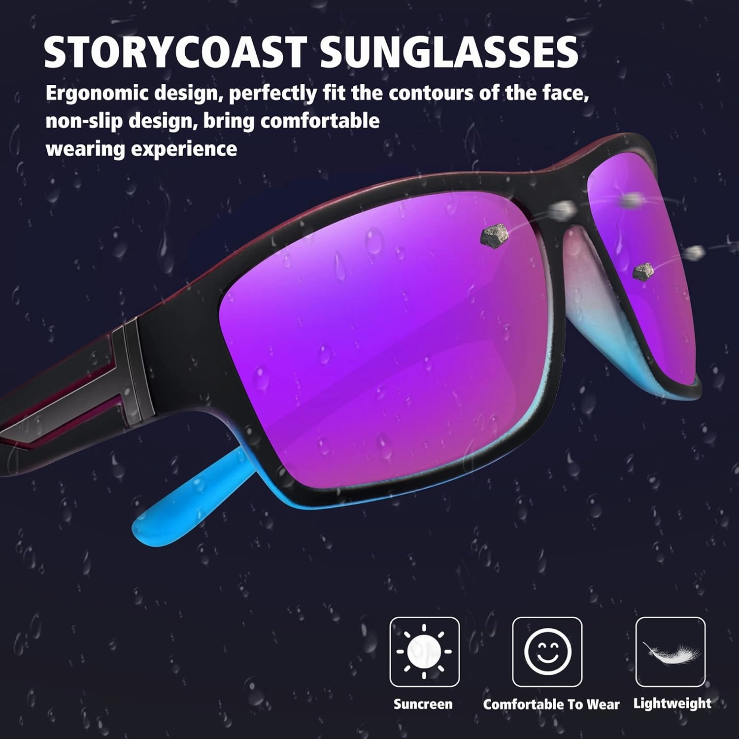 STORYCOAST Polarized Sports Sunglasses for Men Women Unbreakable Frame Cycling Fishing Driving