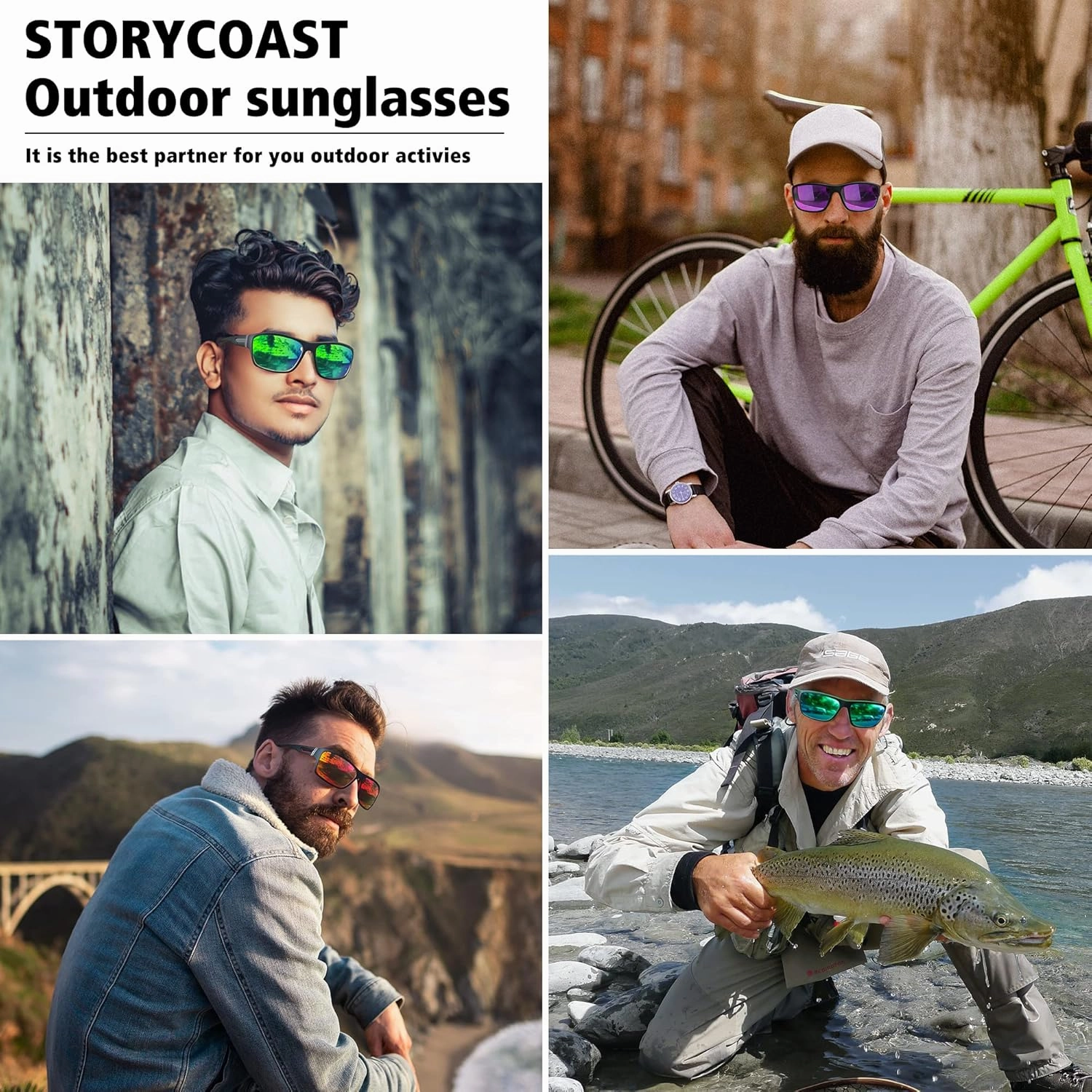 STORYCOAST Polarized Sports Sunglasses for Men Women Unbreakable Frame Cycling Fishing Driving