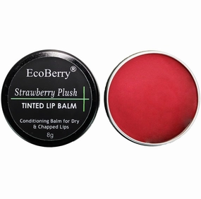 Strawberry Plush Tinted Lip Balm For Natural Pink Lips Dry, chapped Lips | Moisturizing Conditioning Natural | Enriched with Strawberry extracts, Vitamin E & Shea butter Pure, Natural & Handmade