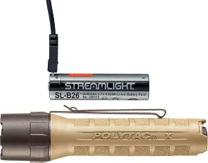 Streamlight 88612 PolyTac X USB 600-Lumen Multi-Fuel Professional Tactical Flashlight, Clear Retail Packaging, Coyote
