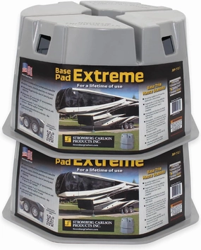 Stromberg Carlson JBP-712.2 Base Pad Extreme - Lightweight Polycarbonate Stabilizer Pads for RVs, Trailers, and Campers, 7" Height, Durable Non-Slip Design, 6000 lbs. Capacity Each, Pack of 2, Gray