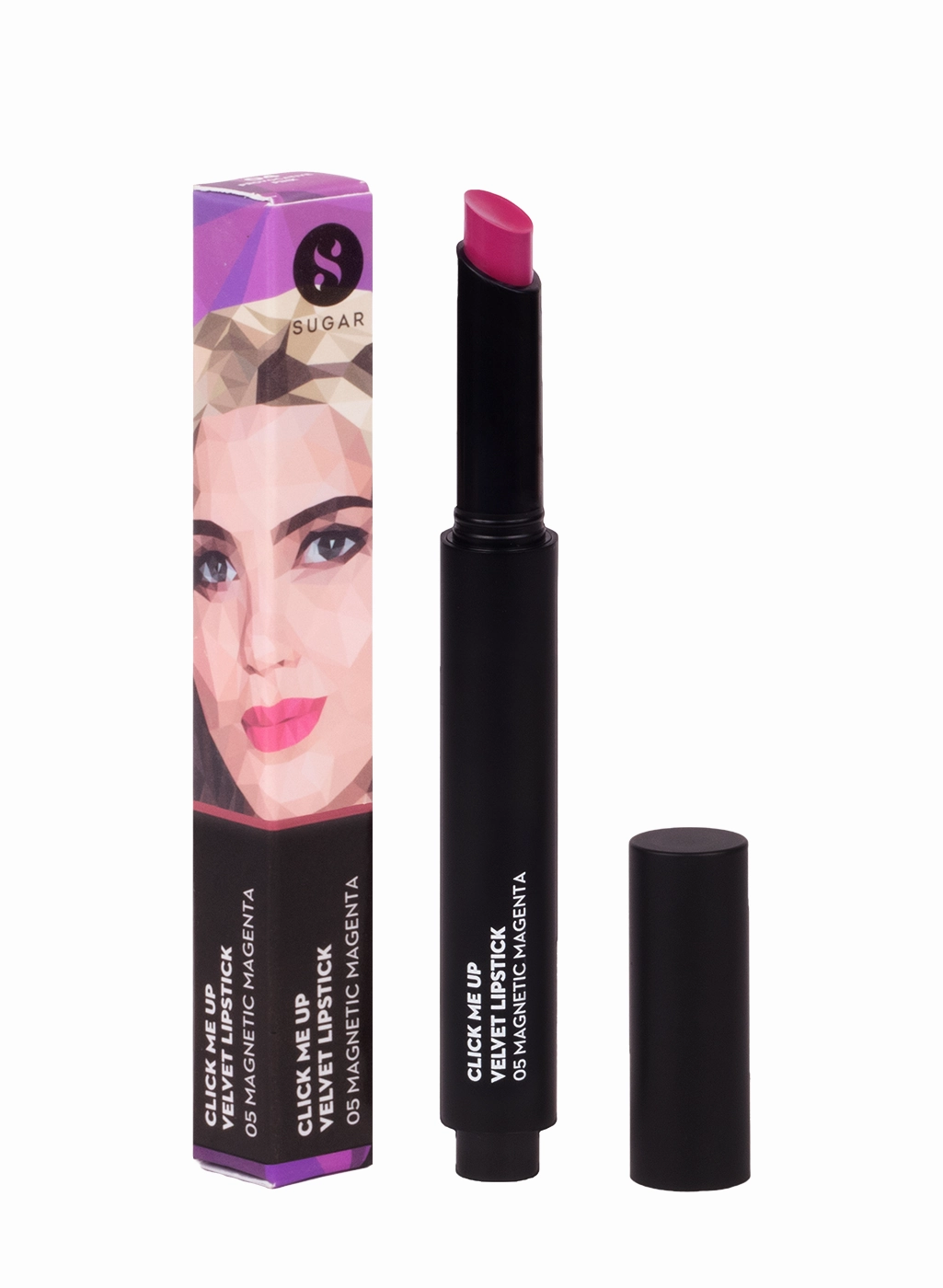 SUGAR Click Me Up Velvet Lipstick - 05 Magnetic Magenta (Deep Fuchsia Pink)