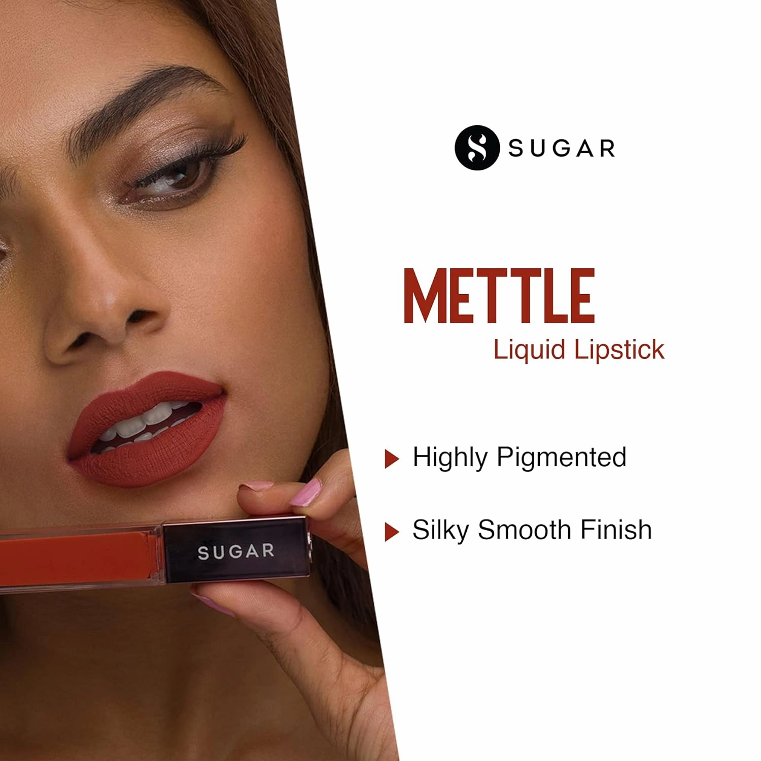 SUGAR Cosmetics Mettle Liquid Lipstick - 11 Rigel (Rusty orange) Creamy Lightweight Texture, Silky Smooth Lips