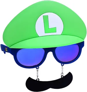Sun-Staches Super Mario Sunglasses | Nintendo Mario, Luigi, Bowser, Yoshi, or Peach Costume Accessory | One Size Fits Most