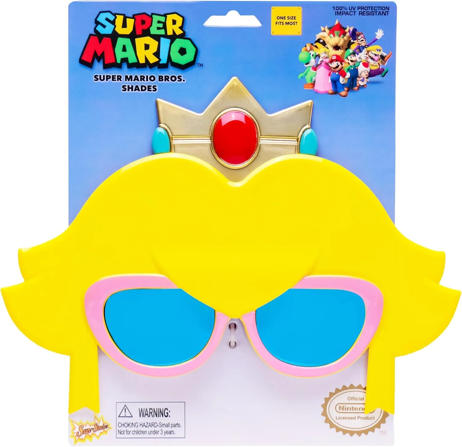 Sun-Staches Super Mario Sunglasses | Nintendo Mario, Luigi, Bowser, Yoshi, or Peach Costume Accessory | One Size Fits Most