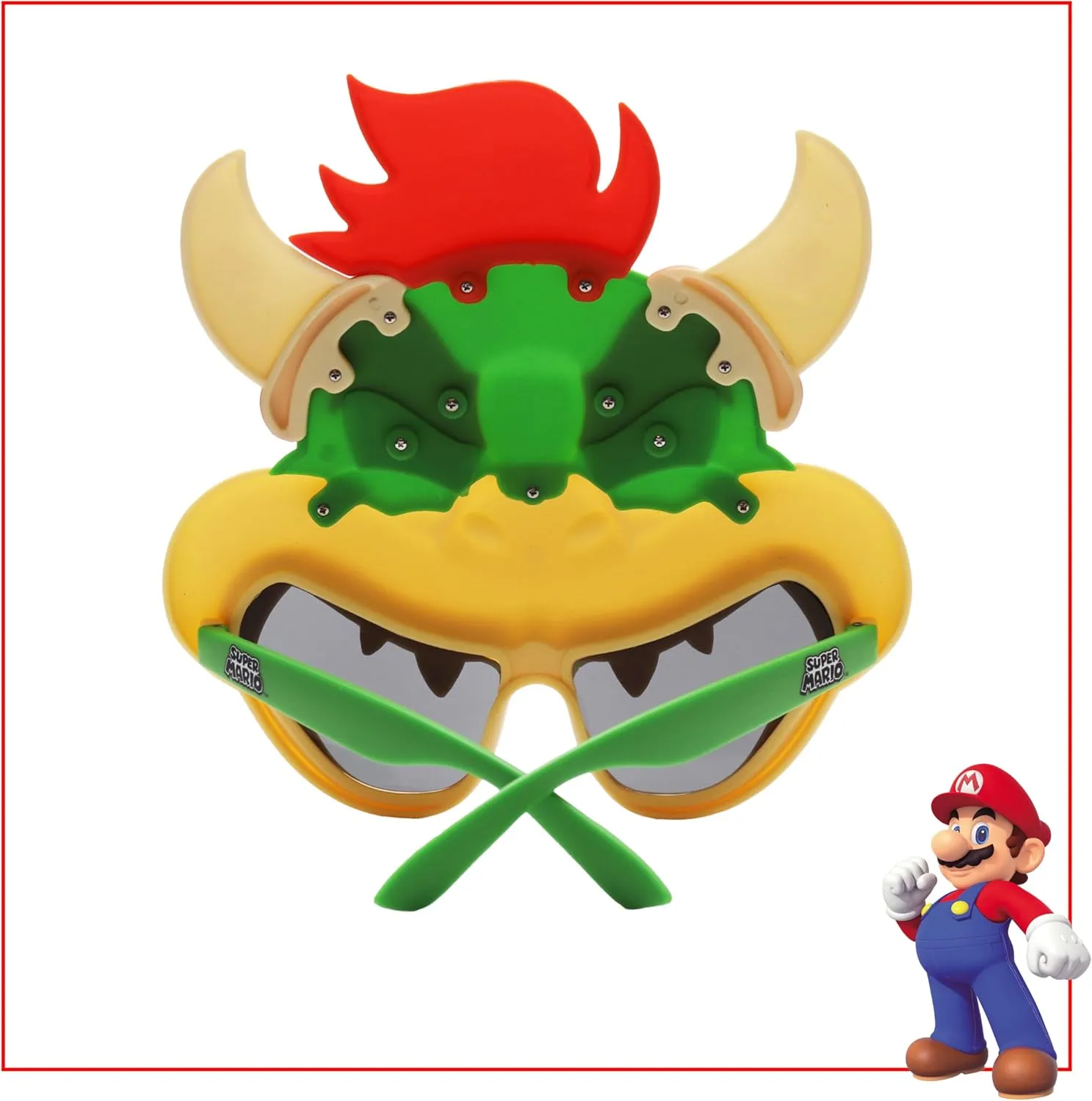 Sun-Staches Super Mario Sunglasses | Nintendo Mario, Luigi, Bowser, Yoshi, or Peach Costume Accessory | One Size Fits Most