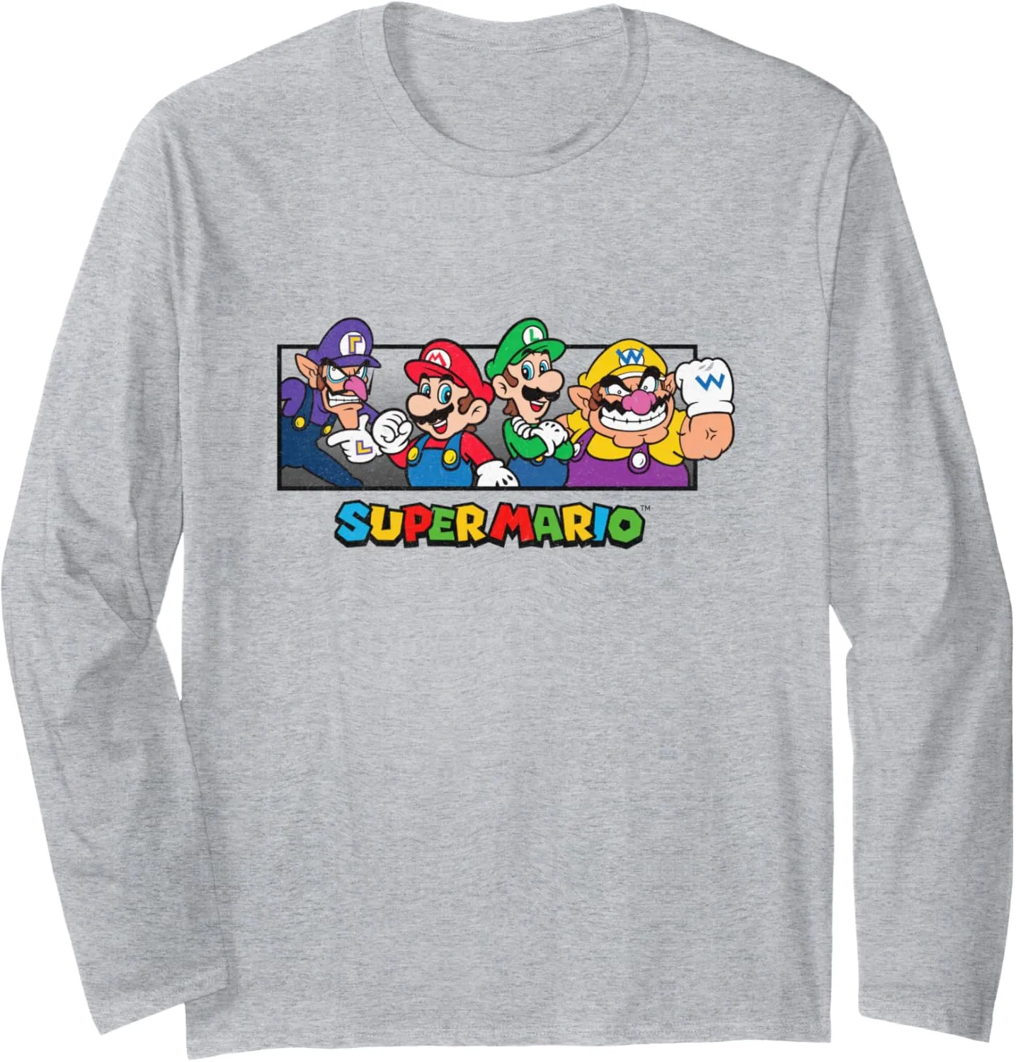 Super Mario Group Shot Mario Luigi Wario Waluigi Retro Long Sleeve T-Shirt