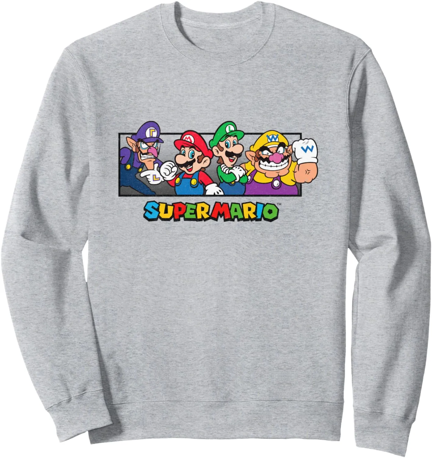 Super Mario Group Shot Mario Luigi Wario Waluigi Retro Sweatshirt