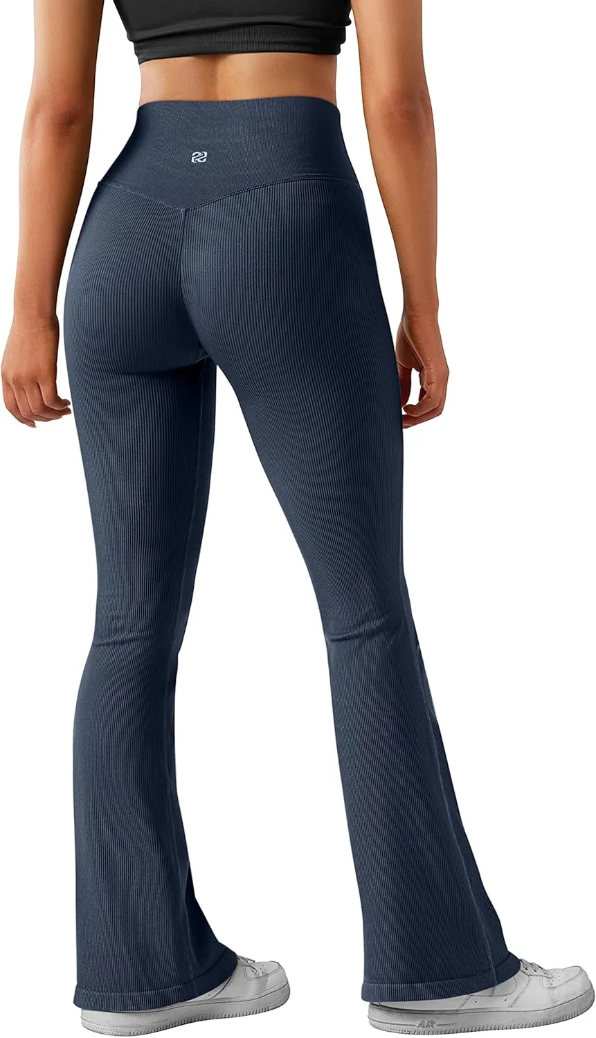 SUUKSESS Women Ribbed Seamless Flare Leggings Bootcut High Waist Yoga Pants