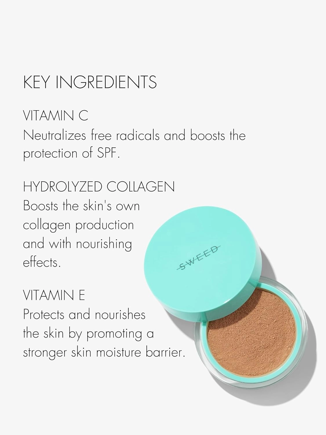 SWEED - Miracle Powder Mineral Foundation | Vitamin C   E, Hydrolyzed Collagen | Nourishes, Protects, Breathable | Vegan, Cruelty-Free, Clean Beauty (Tan 04, 0.25 oz | 7 g)