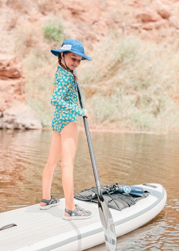 SwimZip® Girls' Long Sleeve UPF 50  One-Piece Swimsuit - Ages 6-14