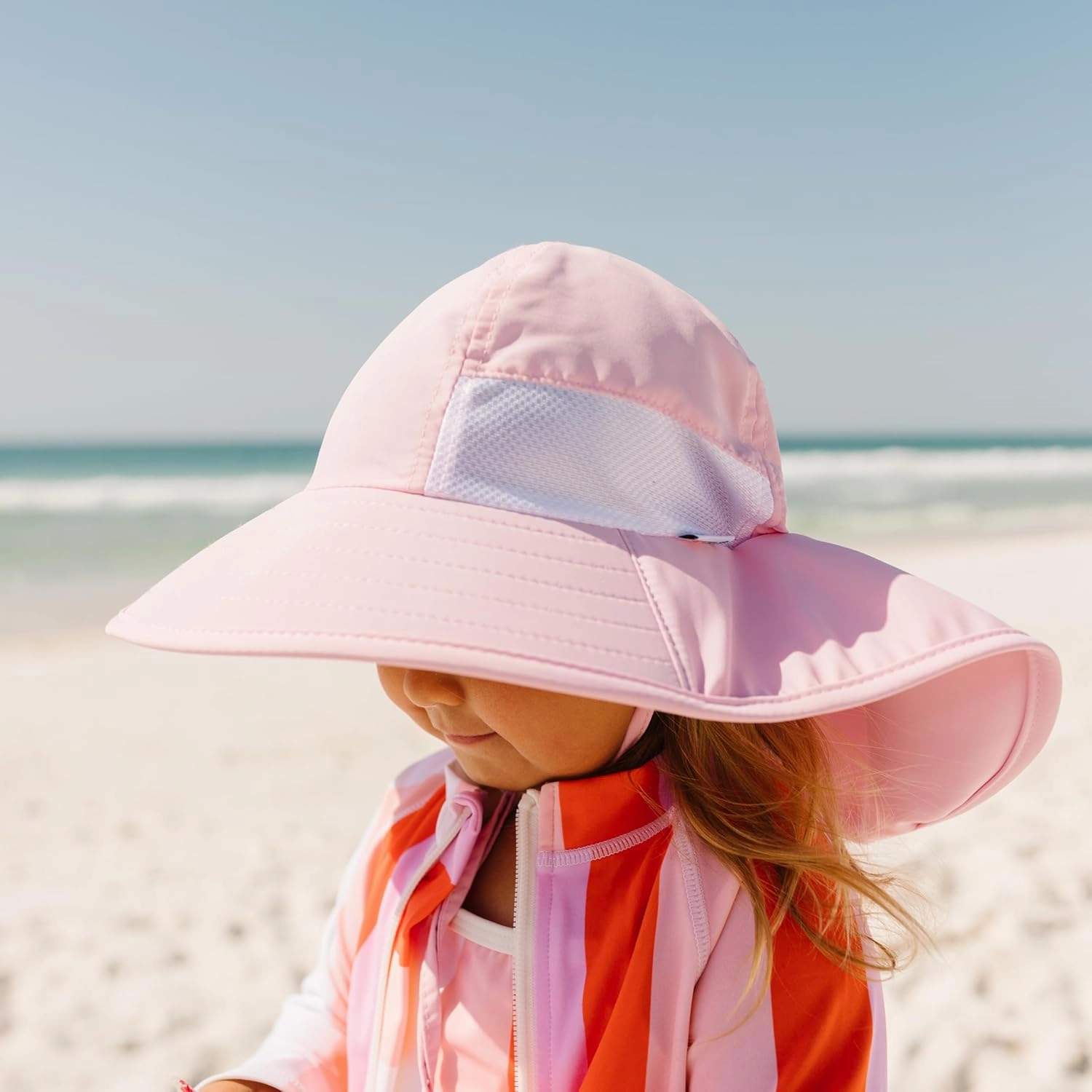SwimZip Kids UPF 50  Sun Protection Sun Hat with Wide Brim Front & Ear/Neck Flap