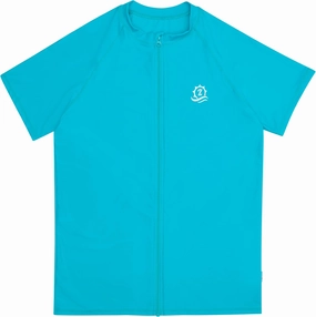 SwimZip Men's Short Sleeve Zipper Rash Guard Swim Shirt w/UPF 50 Sun Protection