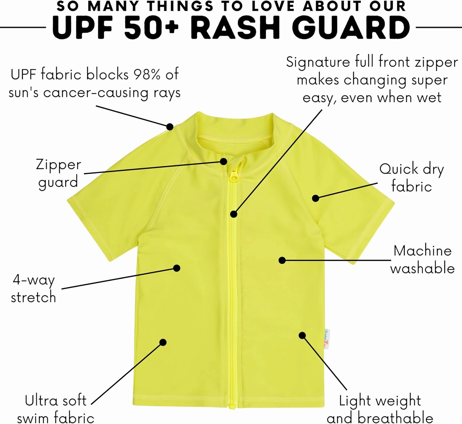SwimZip UPF 50  Short Sleeve Rash Guard for Boys' and Girls' - Baby, Toddler, Kids